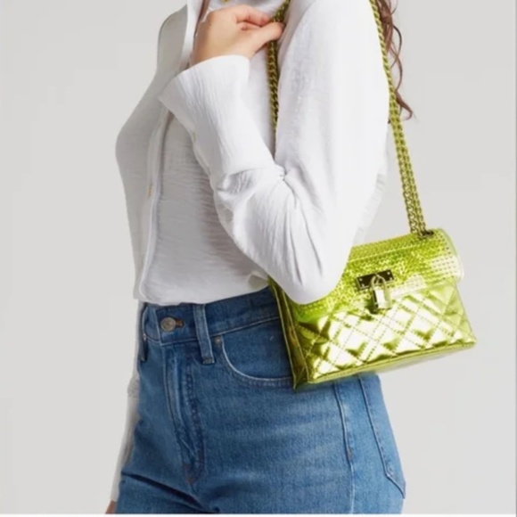 Kurt Geiger NWT Neon Lime Green Brixton Bag with Dustbag - Picture 5 of 6